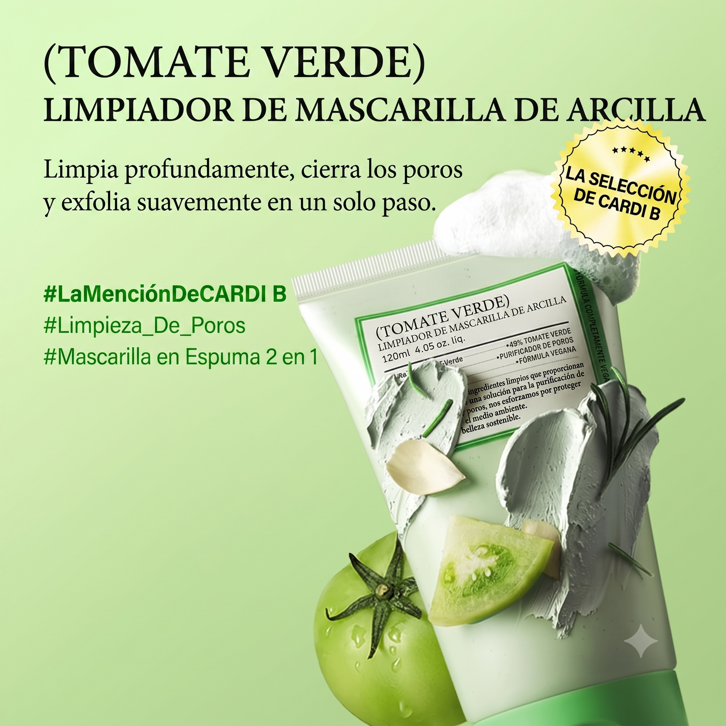 El Secreto de Cardi B para Poros Perfectos: Mascarilla de Tomate Verde 2-en-1
