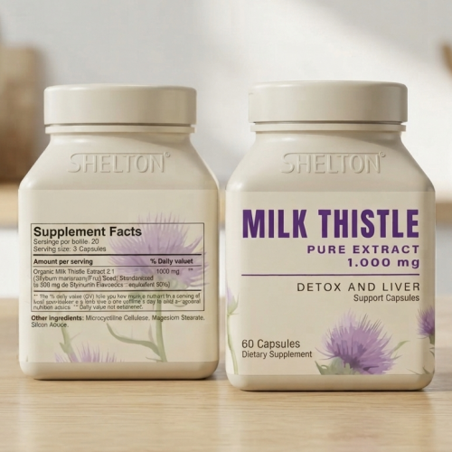 Cardo Mariano (Milk Thistle) 1000mg - Extracto Puro Shelton | Detox y Protector Hepático (60 Cápsulas)