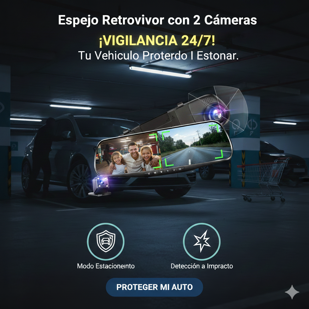 Espejo Retrovisor con 2 Cámaras Full HD - Pantalla 4.3 Pulgadas