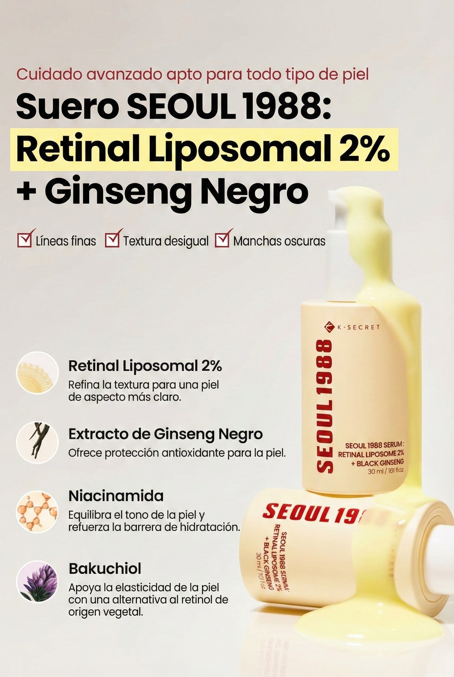 Serum Seoul 1988 | Retetinal Liposome 2% + Ginseng Negro