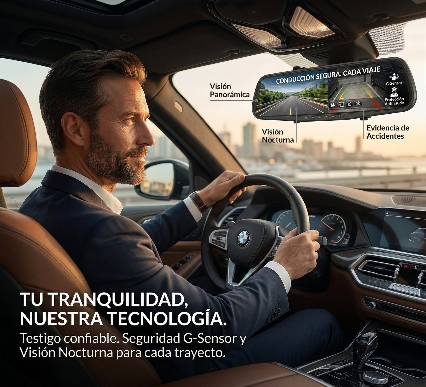 Espejo Retrovisor con 2 Cámaras Full HD - Pantalla 4.3 Pulgadas
