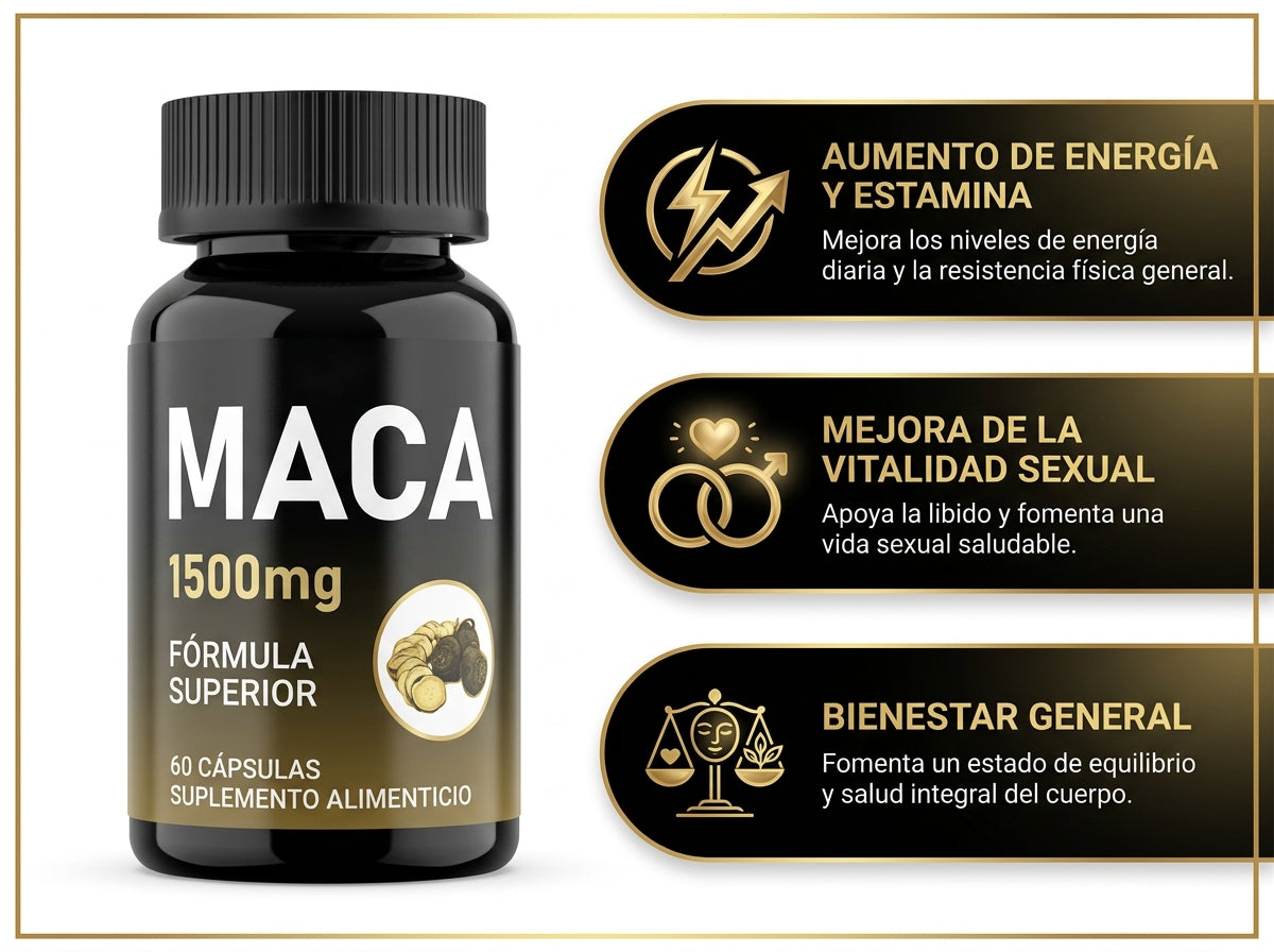 Maca Premium 1500mg: Tu Dosis Diaria de Energía, Vitalidad y Enfoque Natural