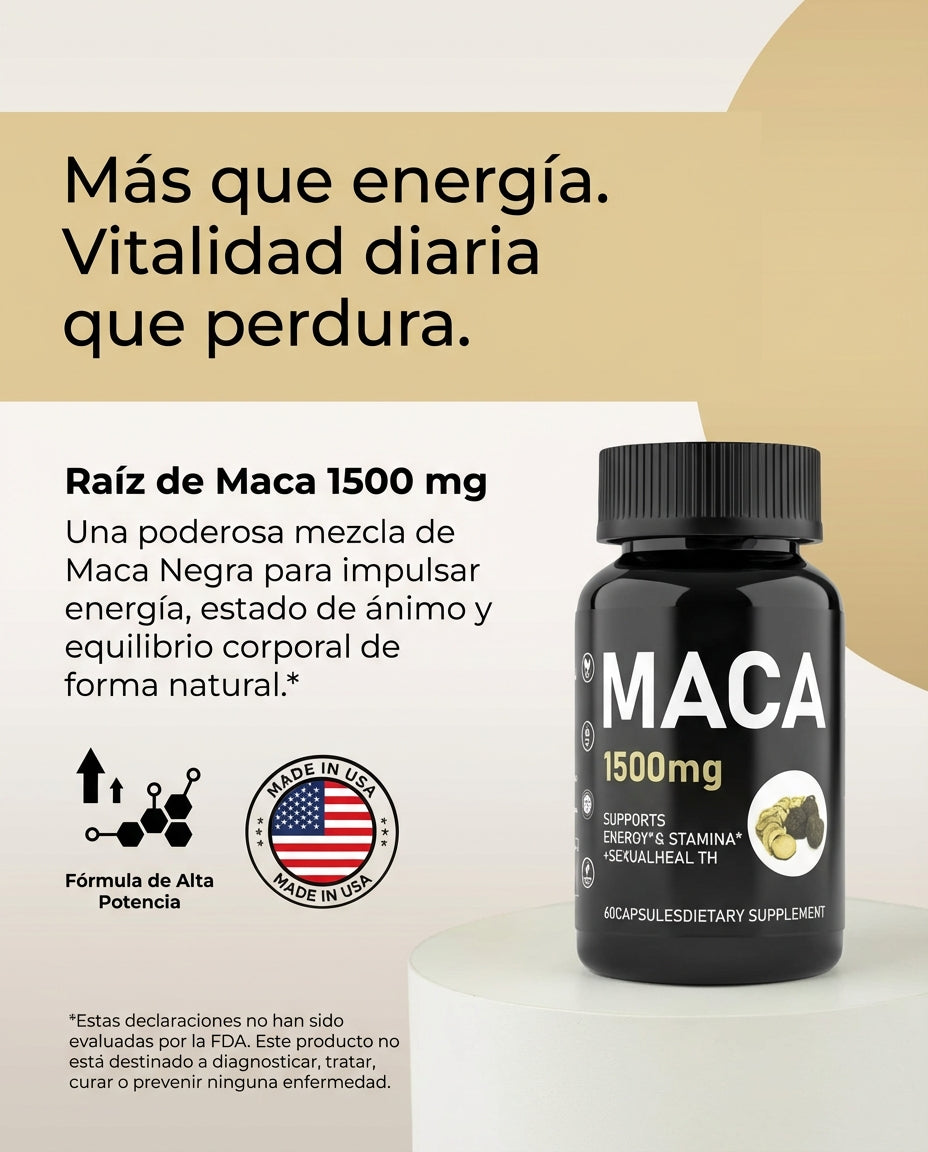 Maca Premium 1500mg: Tu Dosis Diaria de Energía, Vitalidad y Enfoque Natural